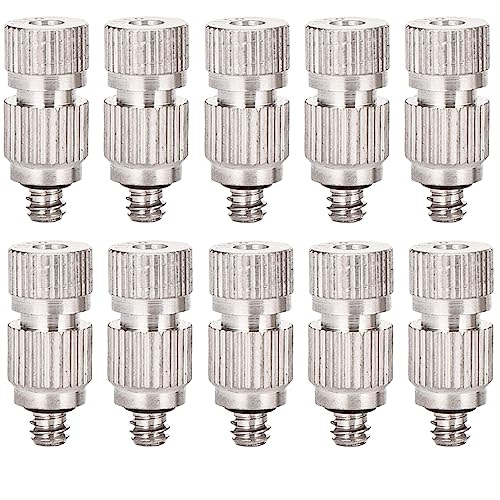 10 Stück Nebeldüsen für Outdoor-Kühlsystem Outdoor Edelstahl Hochdruck-Nebeldüsen mit Filter Messing Nebelsystemköpfe Sprüher (Größe: 0.2mm) von Faderr