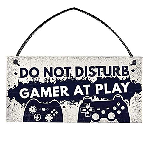 10 x 20 cm Gaming-Schild, Gamer Holzschilder, Gaming-Türschild, Game Controller Room Schild, Do Not Disturb I'm Gaming Türschild, für Jungen, Vater, Sohn, Mann Geburtstagsgeschenk (F) von Faderr