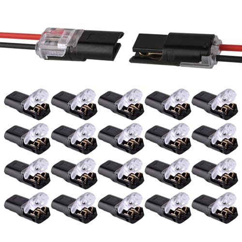 20 Stück Auto Stecker, 2 Polig Steckverbindung Steckverbinder, Wasserdicht Kabelverbinder, Praktischer Draht-Schnellspleiß-Steckverbinder, 2 Poliger Steckbarer Kabelanschluss für Kabel Crimp(Schwarz) von Faderr