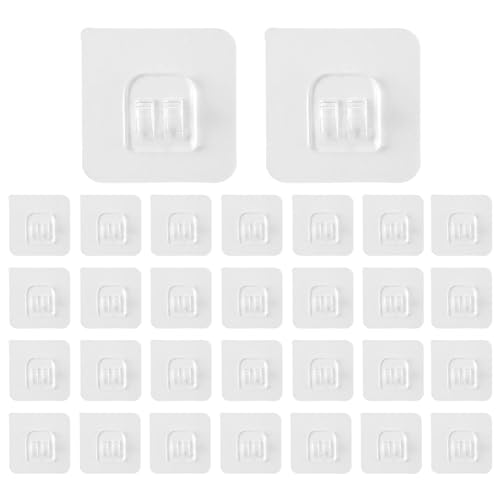 30 Stück Klebehaken Badezimmer Transparent, 6 x 6cm Magischer Selbstklebend Haken Ohne Bohren, Handtuchhaken, Nahtlos Wasserdicht Wandhaken für Küche Bad Toilette Türwand(transparent) von Faderr