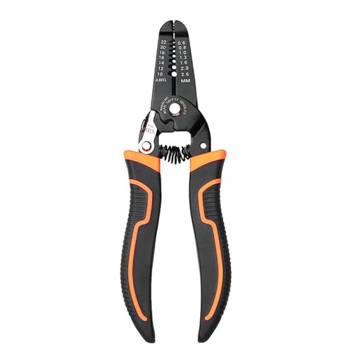 Abisolierzange, 3-in-1 Schneidezange und Quetschzange für 22-10 AWG Kabel, Anti-Rutsch-Griff, Präzisions Presszange zum Abisolieren, Schneiden und Crimpen(schwarz + orange) von Faderr