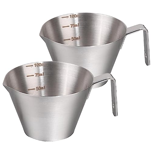 Espresso-Messbecher mit Griff, aus 304 Edelstahl, breiter Griff, Küchenhelfer und Utensilien, Metall-Messbecher, ideal zum Kochen und Backen (Größe: 100 ml) von Faderr