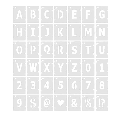 Faderr 42 Stück Buchstaben-Zahlen-Schablonen Alphabet-Schablonen, Satzzeichen, Zahlen, Bastelschablonen zum Malen von Holzschildern, Malen von DIY-Handwerk (Größe: 2 Inch) von Faderr