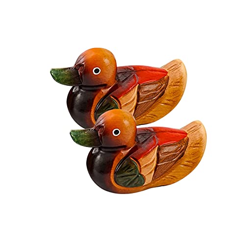 Faderr Mandarin-Enten-Modell, 2 Stück handgefertigte Holzente, niedliche Mandarine, Ente, Ornament, handgefertigte Bastelskulptur für Schreibtisch, Hochzeitsdekoration von Faderr