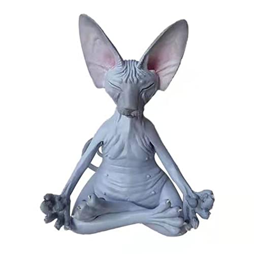 Rustikale Deko Harz Tier Katze Yoga Pose Statue, Kitty Yoga Figur Statue, Meditationsraum Yoga Figur, Yoga Pose Statue, Yoga Skulptur (Grau) von Faderr