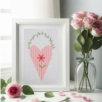 Bild "Frühlingsherz" Kreuzstich Nach Ch. Dahlbeck Gerahmt 21x30cm Muttertag von FaedenueberKreuz