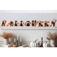 stickbild „Halloween" Kreuzstich Auf Keilrahmen 25x75cm Herbstdeko von FaedenueberKreuz