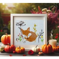 stickbild "Schlafender Fuchs" Kreuzstich Nach Ch. Dahlbeck Gerahmt 15x15cm Herbstdeko von FaedenueberKreuz