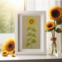 stickbild "Sonnenblume" Kreuzstich Nach Ch. Dahlbeck Gerahmt 20x25cm Sommerdeko Blumenmotive von FaedenueberKreuz