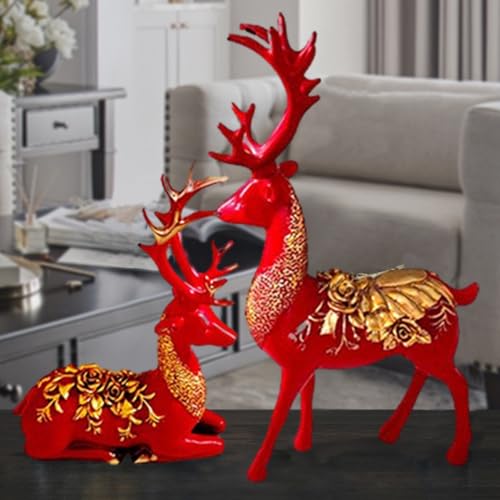 Fafaherr Weihnachtsdeko Hirsch, Weihnachts-Rentier-Figuren 2pcs Hirsch Figuren Deko SkulpturHirsch Liegend Elch Deko Weihnachten Für Weihnachten Deko Hochzeitsdeko, Wohnzimmer, Schlafzimmer, Bar von Fafaherr