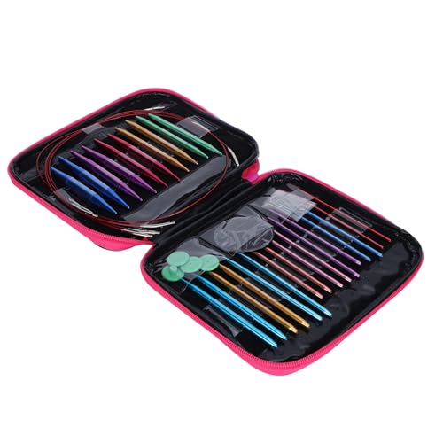 Bunte Rundstricknadelsets, Austauschbares Aluminium-Häkelset für DIY-Geschenke, 13 Strickpickel der Größe 2,75 Mm Bis 10,0 Mm, Länge 10,2 Cm von Fafeicy