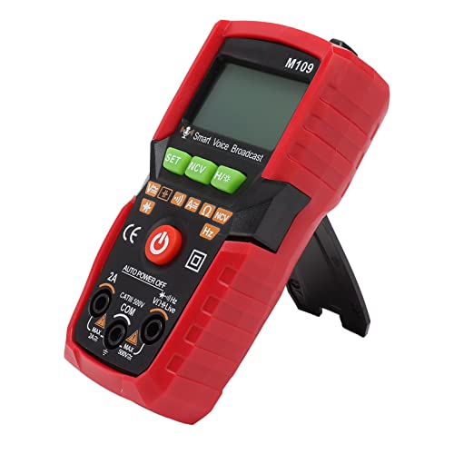 Digital Multimeter Voice Broadcast Taschenlampen -Backbeleuchtungsbildschirm Tragbarer NCV DC AC Voltmeter Amperemeter für Wartungsarbeiter (Rot) von Fafeicy