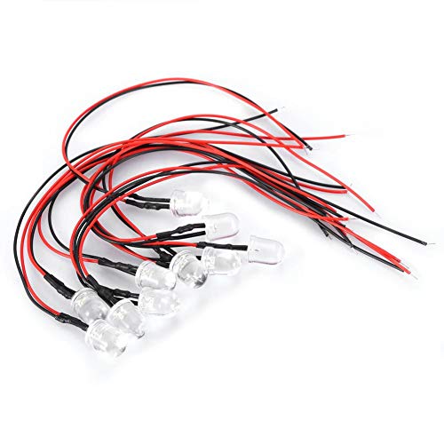 Fafeicy 10 Stück 12 V 10 mm LED-Leuchtdiode Mehrfarbig LED-Lichtkabel 20 cm 0,06 W Energiesparende Leuchtdiodenverdrahtung(Rosa), Diode von Fafeicy