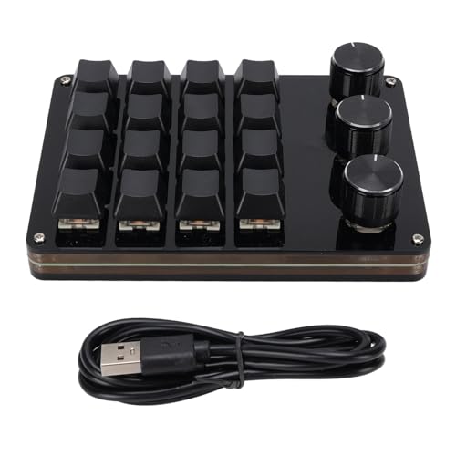 Fafeicy 16-köpfige Programmierbare Makro-Tastatur 3-Knoben-Mechanische Tastatur mit Heißen Swappbaren und Benutzerdefinierte RGB-Beleuchtung für Gaming-Video-Bearbeitung Grafikdesign von Fafeicy