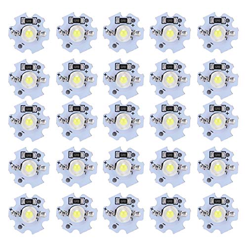 Fafeicy 25 Stück 5 V LED-Chips, 200 LM 1 W Hochleistungs-LED-Lampenperlen, LED-Chips, Lampenperlen für DIY-Beleuchtungskörper, Taschenlampen, Einstelllichter(Kaltes Weiß) von Fafeicy