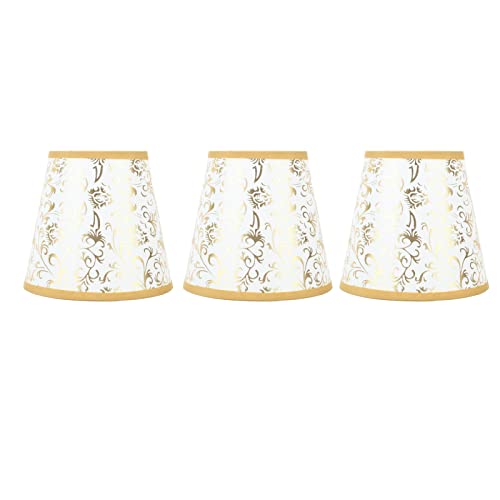 Fafeicy 3 Stück Exquisite Stoff-Lampenschirme, Weiches Licht, Zum Anklemmen, Moderne Stoff-Lampenschirme für E14-Glühbirnen, Kronleuchter, Tischlampen (Gold) von Fafeicy