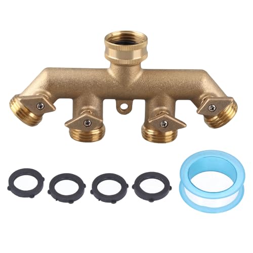 Fafeicy 4-Wege Schlauchverteiler, 0.8Mpa NPT 3/4 Verstellbare Wasserhahn-Schlauchanschlüsse, für 4-Wege-Kugelhahn-Wasserverteiler, Messing + Gummimaterial, Kugelhahn Fafeicy 4-Wege Schlauchverteiler, 0.8Mpa NPT 3/4 Verstellbare Wasserhahn-Schlauchanschlüsse, für 4-Wege-Kugelhahn-Wasserverteiler, Messing + Gummimaterial, Kugelhahn von Fafeicy