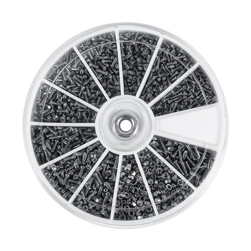 Fafeicy 600pcs Kleine Schrauben Muttern Sortiment Kit 12 Arten M1 M1.2 M1.4 M1.6 Mit Plastikspeicherbox für Uhren Gläser Elektronik Reparatur von Fafeicy
