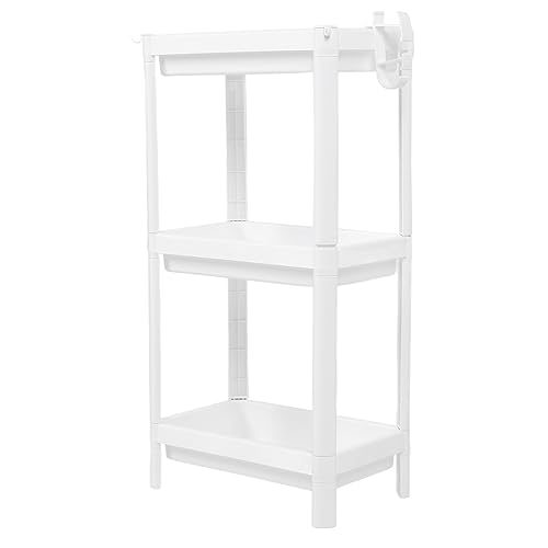 Fafeicy Badezimmerturm Regal Weiß Langlebiger Lager Rack Organizer Ecke Freistehendes Regal für Küchenschlafzimmer, 4 X Aufbewahrungskorb 12 X Stützstange (3-stöckig) von Fafeicy