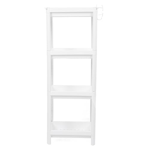 Fafeicy Badezimmerturm Regal Weiß Langlebiger Lager Rack Organizer Ecke Freistehendes Regal für Küchenschlafzimmer, 4 X Aufbewahrungskorb 12 X Stützstange (4 Etagen) von Fafeicy