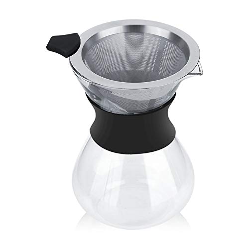 Fafeicy Borosilikat -Glas -Kaffeemaschine Topf mit Edelstahlfilter, Feines Netz, Skalierlinie, 400 Ml Kapazität, Einfach zu, Schnelles Brauen von Fafeicy
