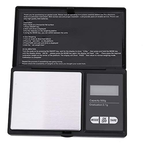 Fafeicy Digitale Taschenwaage, 500 g / 0,1 g Präzisions-Mini-LED-Display digitale Schmuckwaage, zum Wiegen von Gold, Silber, Diamant, Edelsteinen, Getreide(500 g / 0,1 g) von Fafeicy