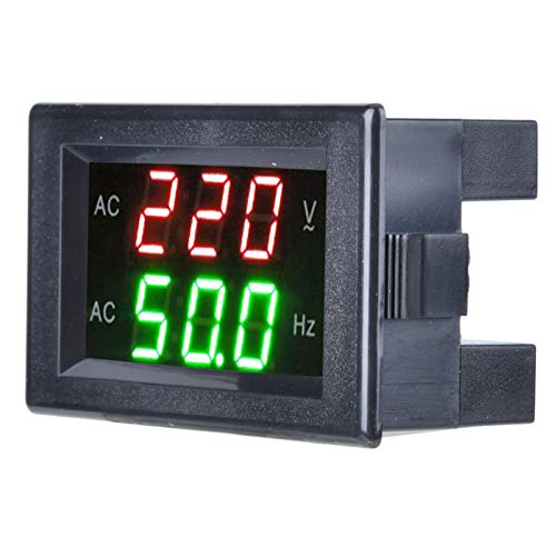 Fafeicy Digitaler Wechselstrom-Voltmeter-Frequenzmesser, LED-Spannungstester mit Doppelanzeige, Wechselstrom 80–500 V, 45–65 Hz für Elektriker und Elektrische Heimwerkerprüfungen (BLACK) von Fafeicy