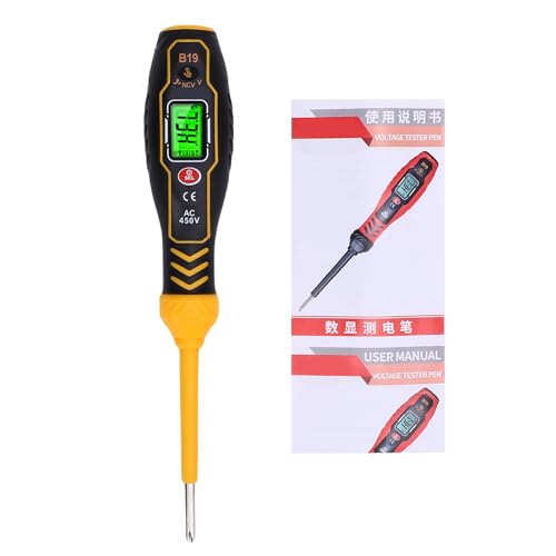 Fafeicy Digitaler Wechselstromspannungstester Pen NCV-Spannungsdetektor mit LCD-Hintergrundbeleuchtung Live/Neutral Drahtdetektor Auto-Absperrung für Elektriker (Gelber pH -Schraubendreher) von Fafeicy