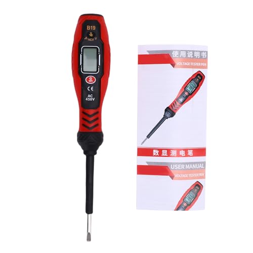 Fafeicy Digitalspannungstester Pen mit LCD- und NCV 30 Bis 1000 V Range -Elektrikernspannungstrom für Elektriker mit Alarmanzeige Automatisch Abgeschaltet (Roter Flachschraubendreher) von Fafeicy