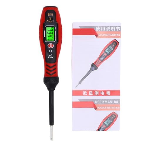Fafeicy Digitalspannungstester Pen mit LCD- und NCV 30 Bis 1000 V Range -Elektrikernspannungstrom für Elektriker mit Alarmanzeige Automatisch Abgeschaltet (Roter pH -Schraubendreher) von Fafeicy