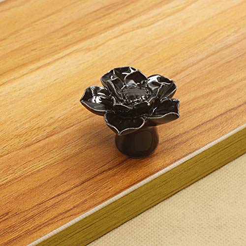 Fafeicy Europäischer Stil Keramik -Türknauf Form Zinklegungsschublade Griff Schwarz Rosa Rotes Grün 1.3 -Zoll Garderobe für Schränke (BLACK) von Fafeicy