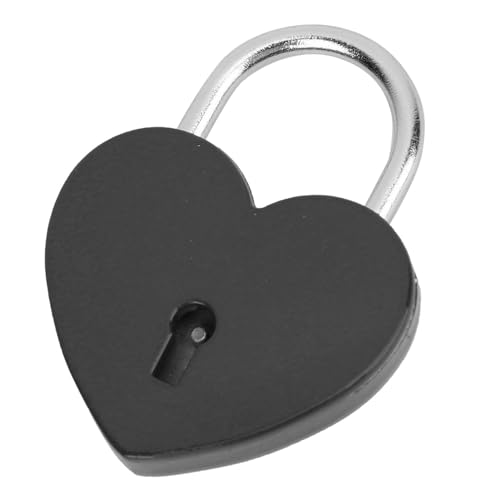 Fafeicy Herzförmiges Vorhängeschloss mit Schlüssel für Tagebuchkasten Dekorative Metallschloss Kleines Sicherheitsschloss (BLACK) von Fafeicy