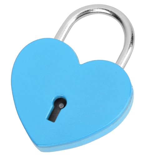 Fafeicy Herzförmiges Vorhängeschloss mit Schlüssel für Tagebuchkasten Dekorative Metallschloss Kleines Sicherheitsschloss (BLUE) von Fafeicy