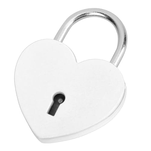 Fafeicy Herzförmiges Vorhängeschloss mit Schlüssel für Tagebuchkasten Dekorative Metallschloss Kleines Sicherheitsschloss (WHITE) von Fafeicy