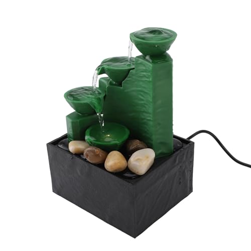 Fafeicy Kompakte Desktop -Quelle mit LED -Licht für Home Office, eine Zirkulierende Quelle des Tischwasserfalls, Befestigt mit USB, Plastikstein 6,8 X 4,4 X 3,6 Zoll (Smaragdgrün) von Fafeicy