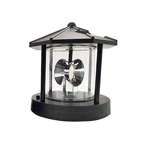 Fafeicy LED-rotierende Leuchtturm-Leuchtfeuerlampe, Energiesparendes Solar-Landschaftslicht für Gartenwege (BLACK) von Fafeicy