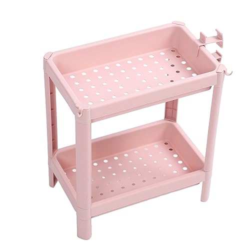 Fafeicy Multi -Layer -Badbodenbodenregal Rosa Standing Regal Einheit Haltbarer Organizer für Badezimmer Schmale Spaltstandorte Kunststoff Plastik (2 Etagen) von Fafeicy