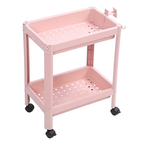Fafeicy Multi -Layer -Badbodenbodenregal Rosa Standing Regal Einheit Haltbarer Organizer für Badezimmer Schmale Spaltstandorte Kunststoff Plastik (2 Schichten (mit Rädern)) von Fafeicy