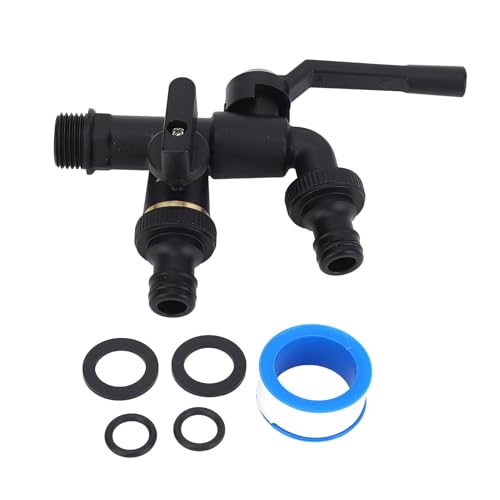 Fafeicy Outdoor-Messing Doppelhahn Wasserhahn, 2-Splitter mit Zwei 3/4-Zoll-Steckdosen Blei-freie Kugelventile für Gartenschlauchanschluss Bewässerungswaschmaschine von Fafeicy