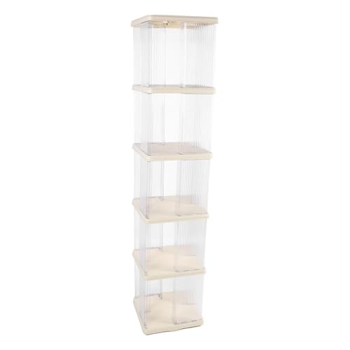 Fafeicy Platz Sparende Rotierende Bücherregal Großer Kapazität Organizer für Schlafzimmer Wohnzimmer Creme Weiß weiß (Square 5 -Tier) von Fafeicy