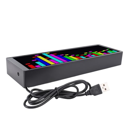 Fafeicy RGB Music Spectrum Display LED -Audio -Visualizer mit 12 Dynamischen Effekten 7 Farben 84 Kombinationen Uhr Alarm -Voice -Sensor USB Powered for Home Party Gaming Room von Fafeicy