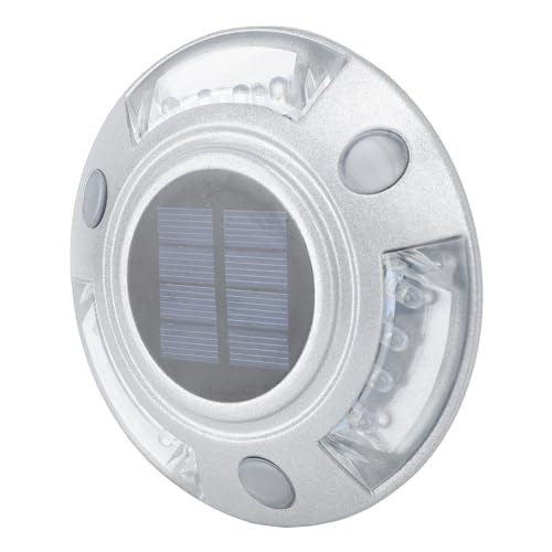 Fafeicy Solar Angetriebene Auffahrtenlichter, 12 LED Solar Deck Marker Lichter IP68 Aluminiumlegierung Auto an oder aus über 10 Tonnen für Pathway Garden Dock Walkway (grünes Licht) von Fafeicy