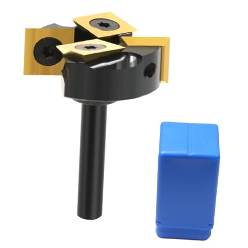 Fafeicy Spoilboard-Oberflächen-Router-Bit Holzplaner Bit Platte Abflachungsbit 4 Flöte 1-3/8-Zoll-Schneiddurchmesser Ti für CNC-Fräsmaschine mit Zweiseitigen Austauschbaren Klingen von Fafeicy