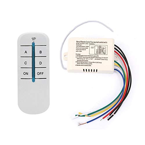 Fafeicy YAM-804 Drahtlose Fernbedienung für Wandschalter, 4 Möglichkeiten EIN/AUS 220V Digitaler drahtloser Wandleuchtenempfänger, 15 m Innenabstand der Fernbedienung, nur für Beleuchtungsprodukte von Fafeicy