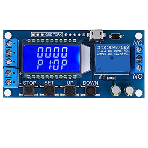 Fafeicy Zeitverzögerungs Relaismodul, 5V 12V 24V 0.01s-9999min Verzögerungs Aus Zyklus Timer, mit LCD-Anzeige, Not-Aus-Funktion mit einer Taste (STOP-Taste) von Fafeicy