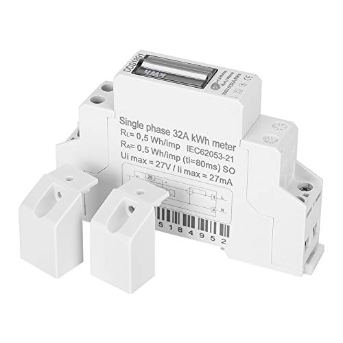 Hutschiene Stromzähler, Einphasen Energiezähler 2P LCD Hochgenaue Digitaler Stromzähler 50 Hz 230V 5(32) A 35mm DIN Schienen kWh Meter von Fafeicy