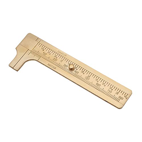 Messschieber 1-teiliger Mini-Retro-Messing-Messschieber Doppelmaßstab Schieblehre Lineal Mini-Taschenlineal Messwerkzeug (Double scale 80mm) von Fafeicy