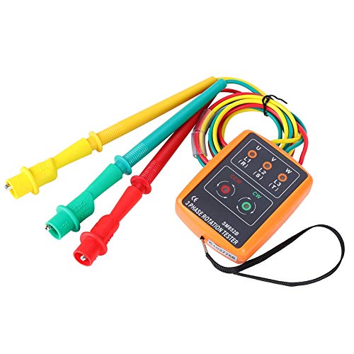 Phasenrotationstester, SM-852B 3 Phasen Rotationsanzeigetester mit 60 V bis 600 V Wechselstromreihenfolge, 20 Hz bis 400 Hz, mit LEDs zur Überprüfung Offener Phasen und zur Identifizierung des 3 Phase von Fafeicy