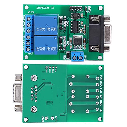 Relais Schalttafel, 2 Kanal Relaismodul mit Serieller Schnittstelle, Fernbedienungs Schalttafel mit RS232-UART Protokoll DB9 Schnittstelle mit Kondensatorfilterschalt von Fafeicy