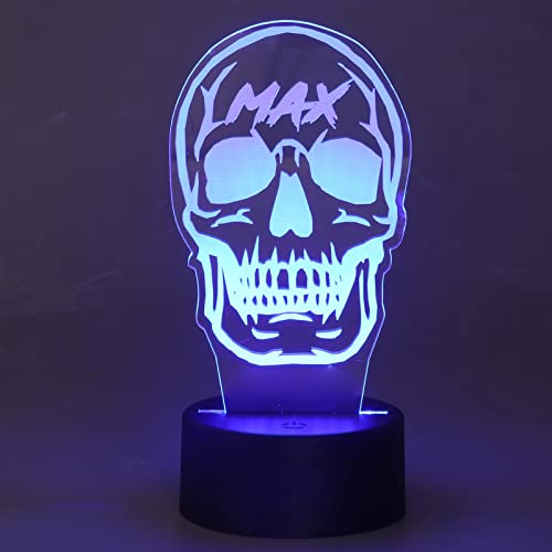 Skull 3D Tischleuchte, 3D Illusionslampe, LED-Licht, Optische Täuschung, mit 7 Farbwechsel-Touch-Schalter für Geburtstagsgeschenke, Raumdekoration (USB/Batterie-Netzteil) von Fafeicy